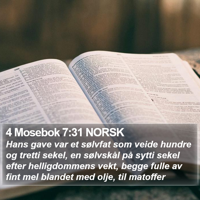 4 Mosebok 7:31 NORSK Bible Study