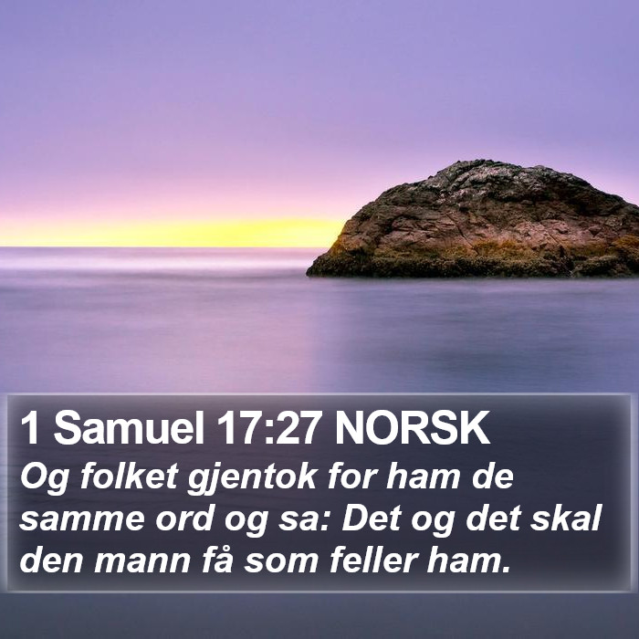 1 Samuel 17:27 NORSK Bible Study