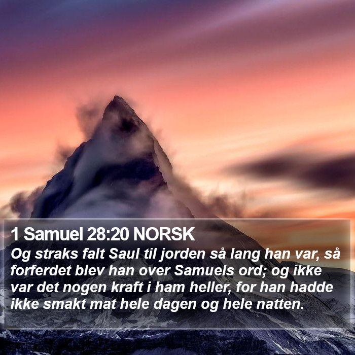 1 Samuel 28:20 NORSK Bible Study