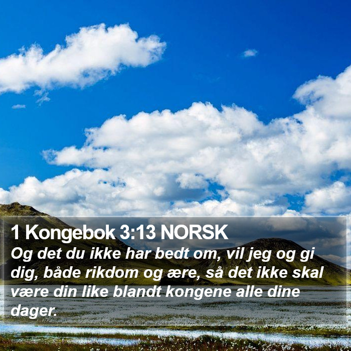 1 Kongebok 3:13 NORSK Bible Study