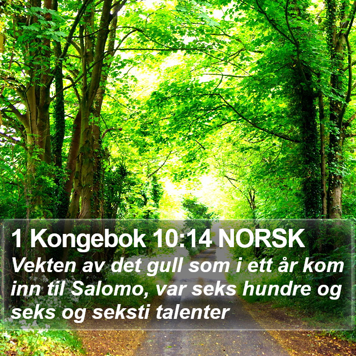 1 Kongebok 10:14 NORSK Bible Study