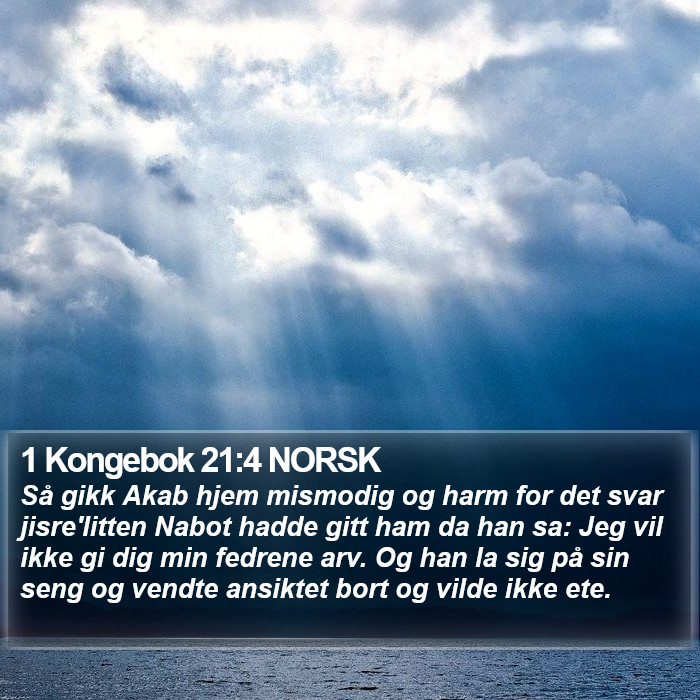 1 Kongebok 21:4 NORSK Bible Study