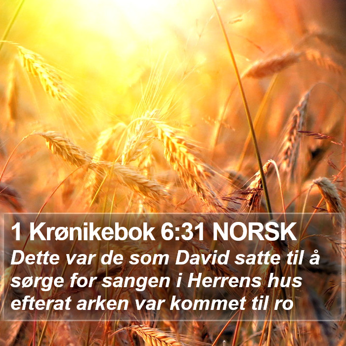 1 Krønikebok 6:31 NORSK Bible Study