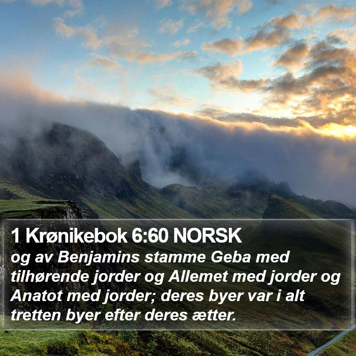 1 Krønikebok 6:60 NORSK Bible Study