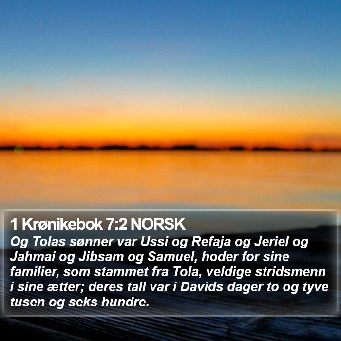 1 Krønikebok 7:2 NORSK Bible Study