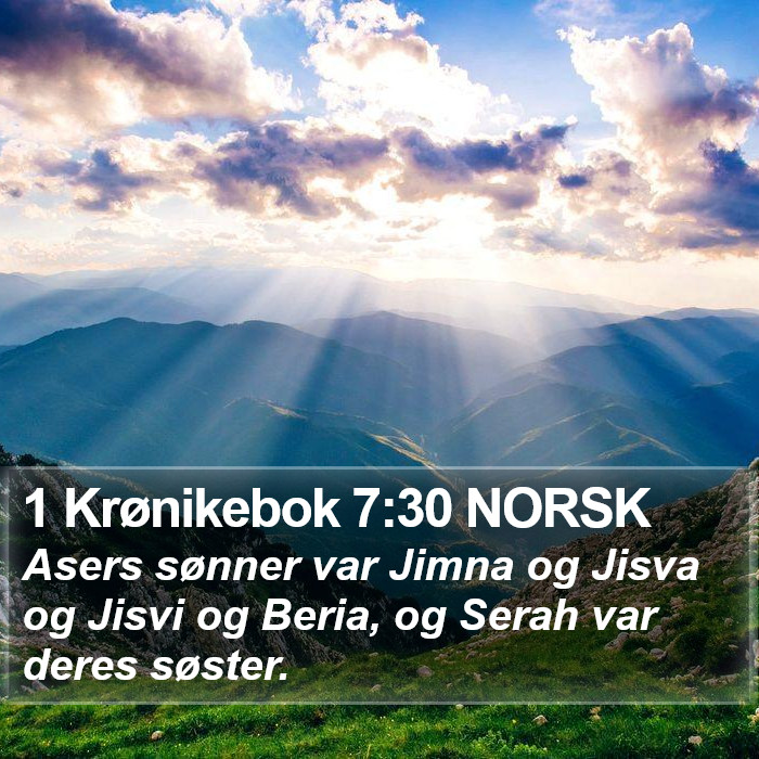 1 Krønikebok 7:30 NORSK Bible Study