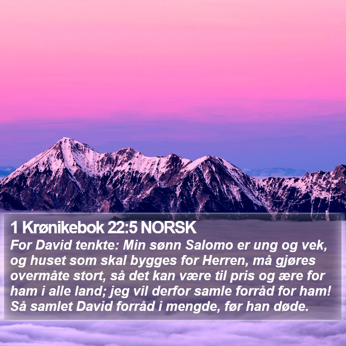 1 Krønikebok 22:5 NORSK Bible Study