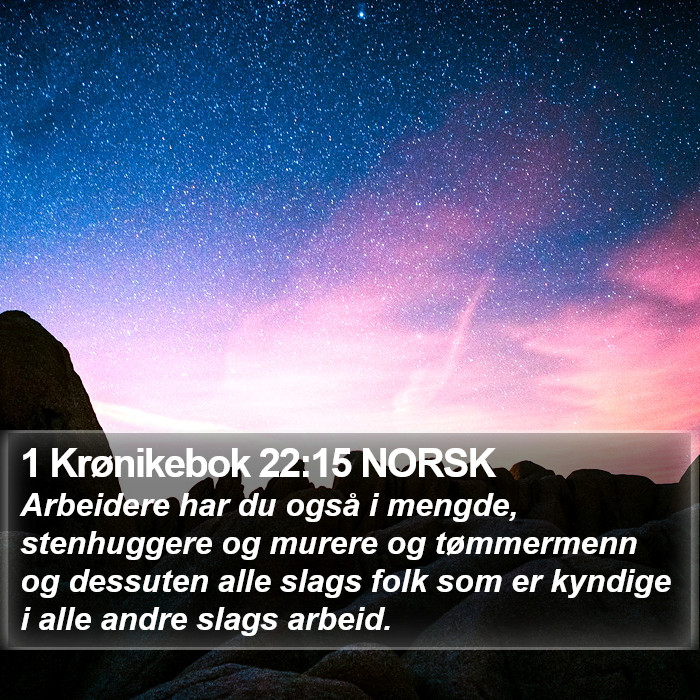 1 Krønikebok 22:15 NORSK Bible Study