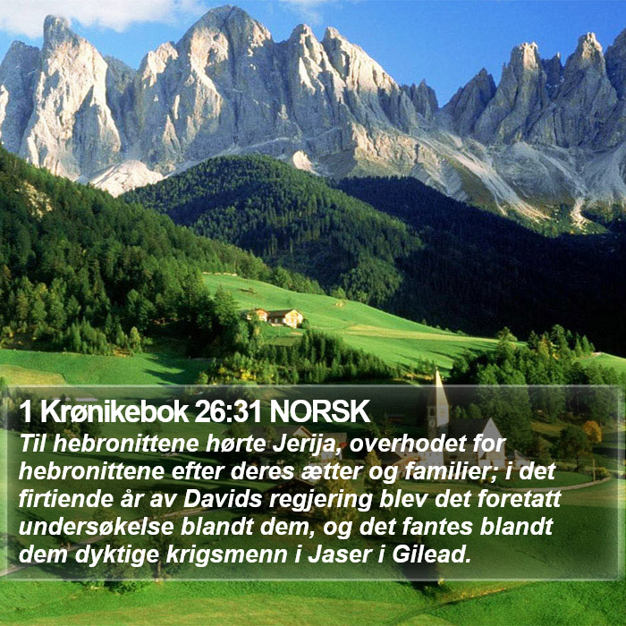 1 Krønikebok 26:31 NORSK Bible Study