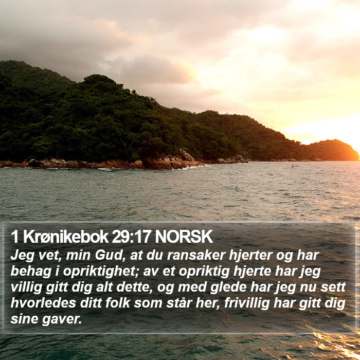 1 Krønikebok 29:17 NORSK Bible Study