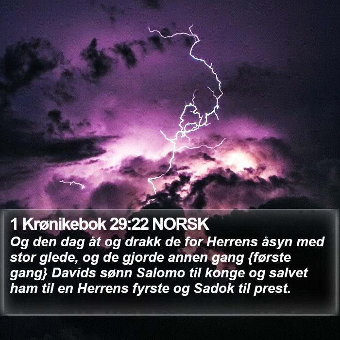 1 Krønikebok 29:22 NORSK Bible Study