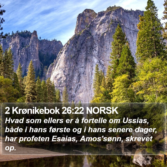 2 Krønikebok 26:22 NORSK Bible Study