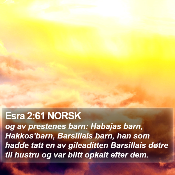 Esra 2:61 NORSK Bible Study