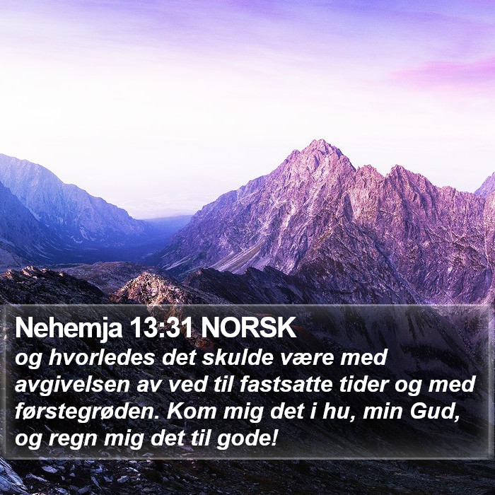 Nehemja 13:31 NORSK Bible Study