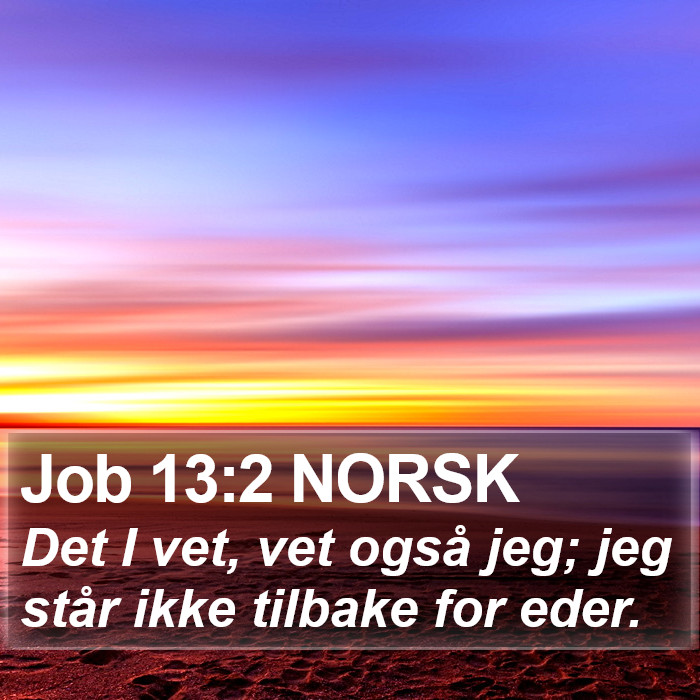 Job 13:2 NORSK Bible Study