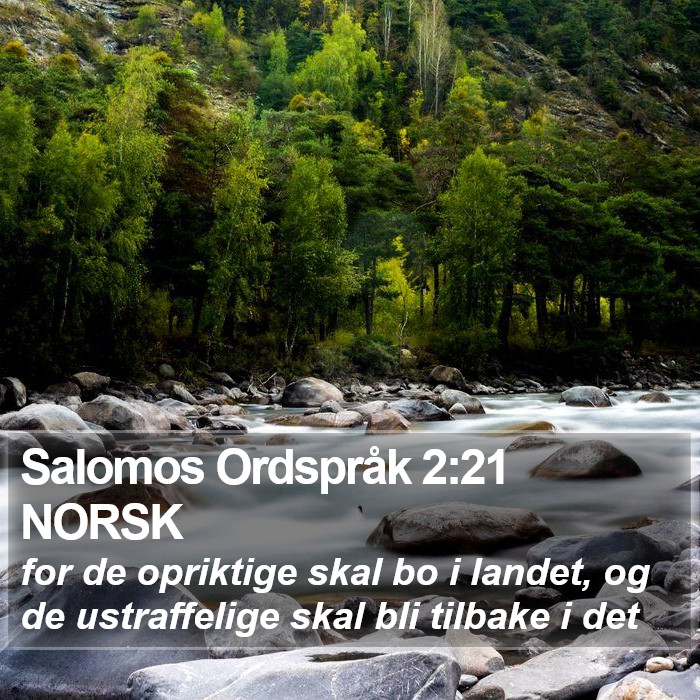 Salomos Ordspråk 2:21 NORSK Bible Study