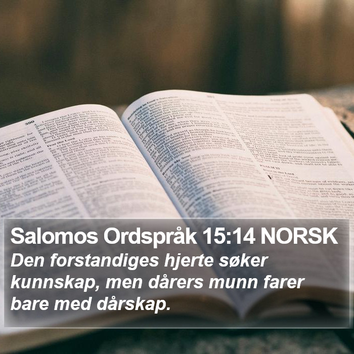 Salomos Ordspråk 15:14 NORSK Bible Study