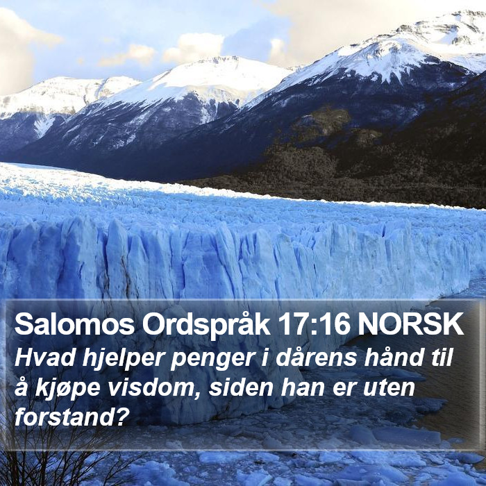 Salomos Ordspråk 17:16 NORSK Bible Study