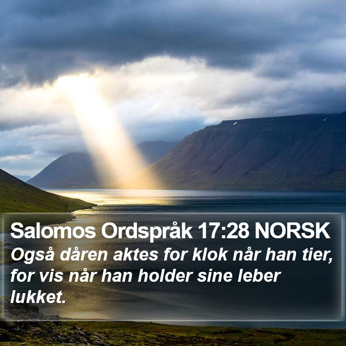 Salomos Ordspråk 17:28 NORSK Bible Study