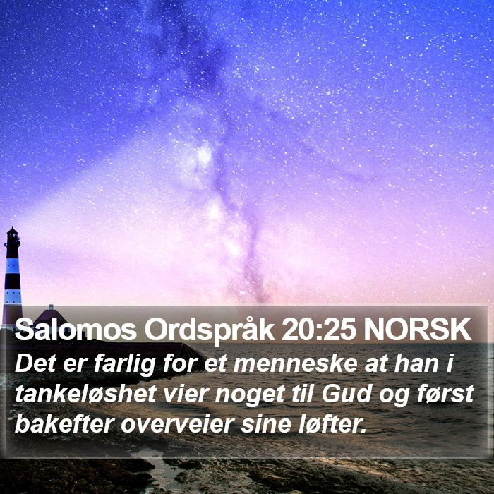 Salomos Ordspråk 20:25 NORSK Bible Study