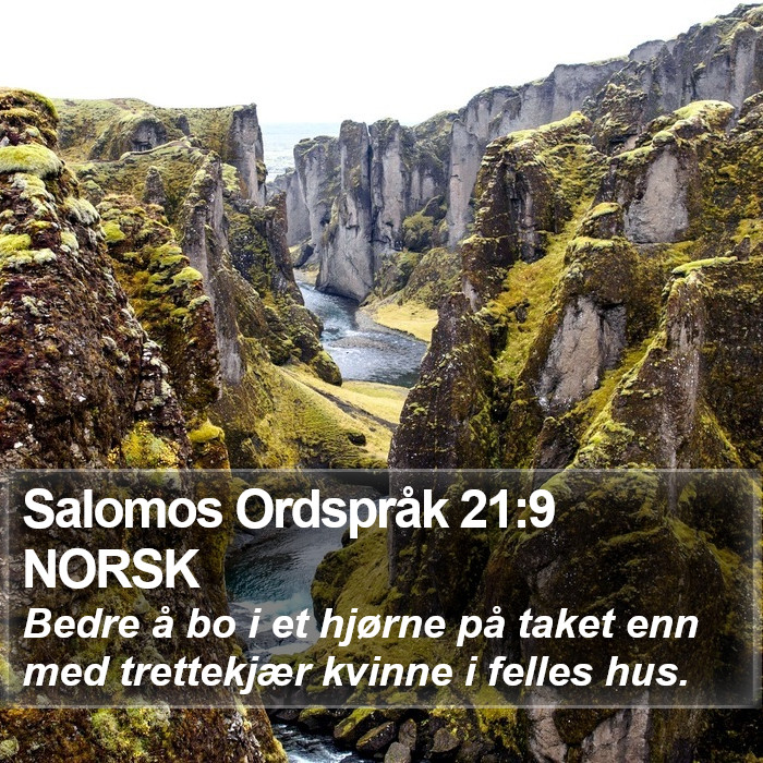 Salomos Ordspråk 21:9 NORSK Bible Study