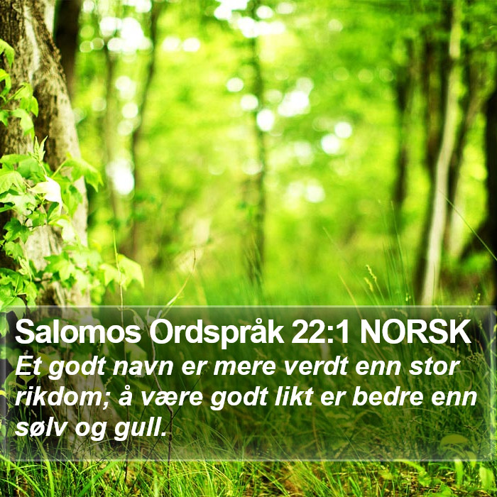 Salomos Ordspråk 22:1 NORSK Bible Study