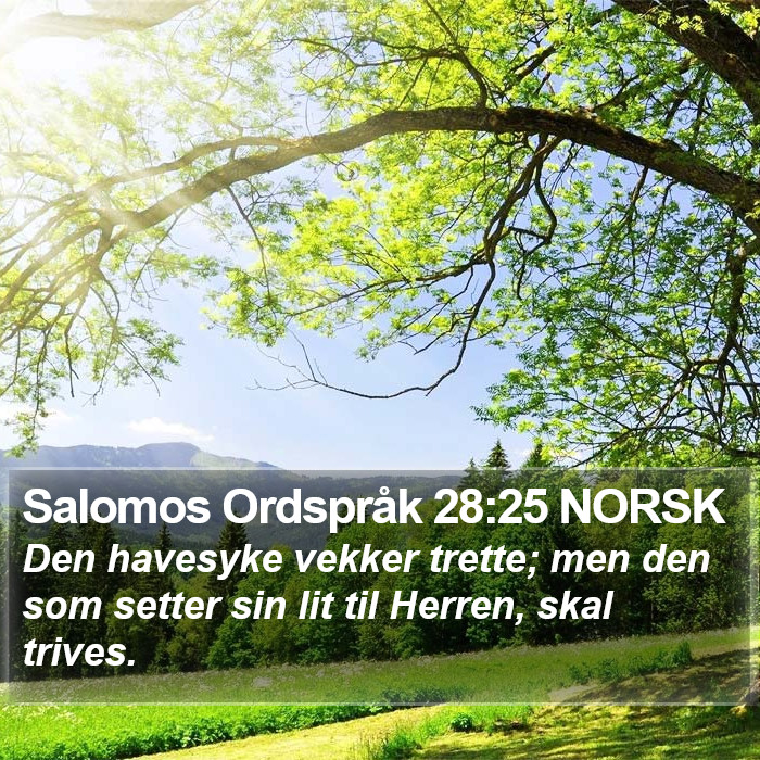 Salomos Ordspråk 28:25 NORSK Bible Study