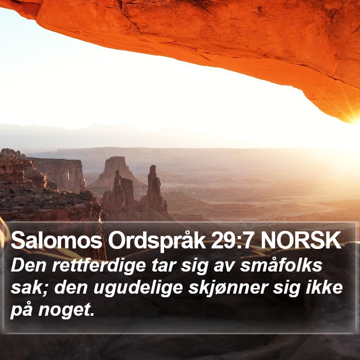 Salomos Ordspråk 29:7 NORSK Bible Study