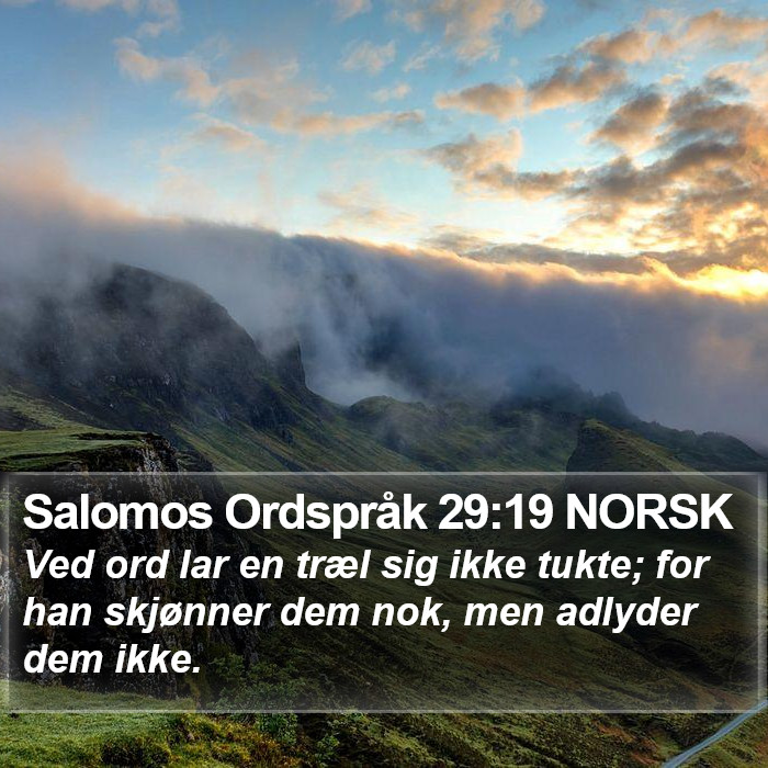 Salomos Ordspråk 29:19 NORSK Bible Study