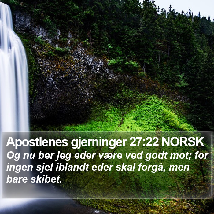 Apostlenes gjerninger 27:22 NORSK Bible Study
