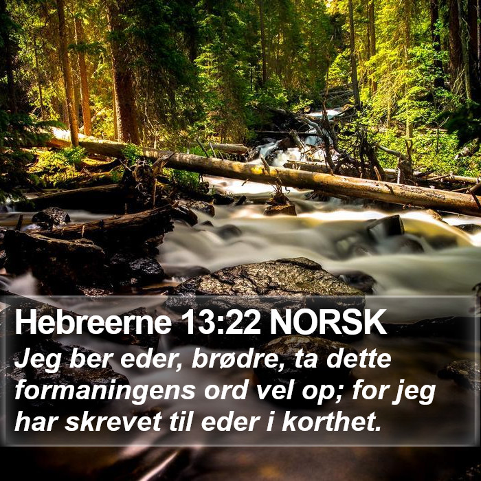 Hebreerne 13:22 NORSK Bible Study